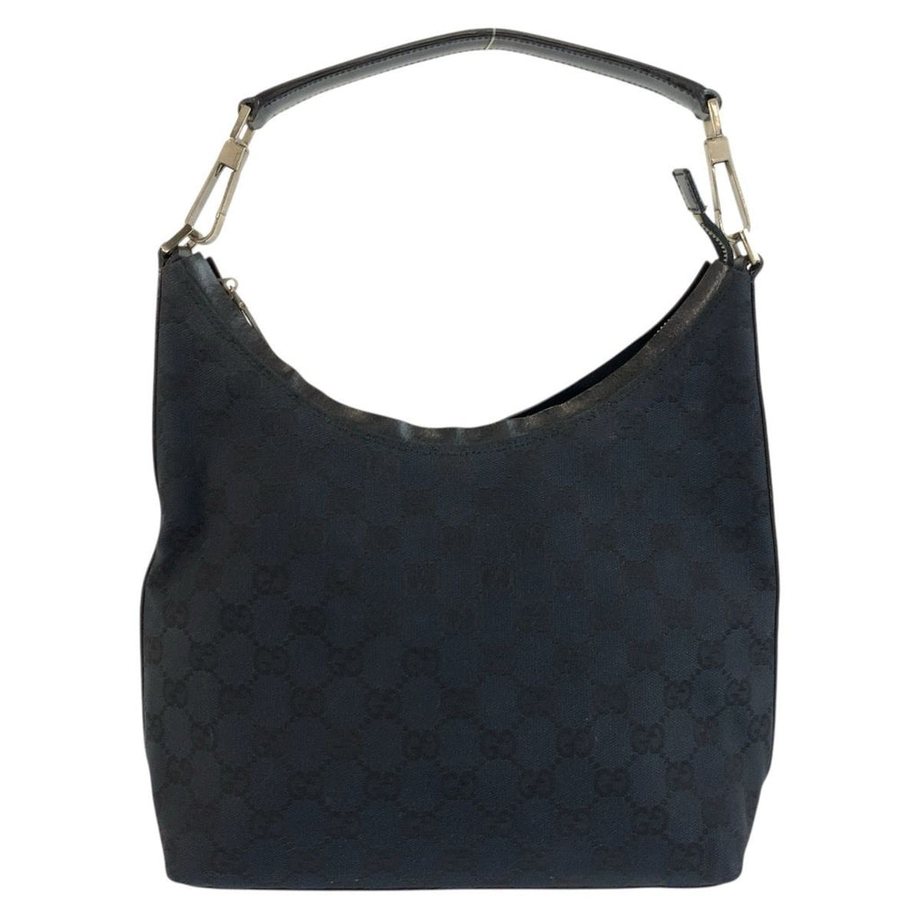 Gucci Black Silver GG Canvas Leather 000 Shoulder Bag