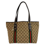 Gucci Sherry Line Beige Brown GG Canvas Tote Shoulder Bag