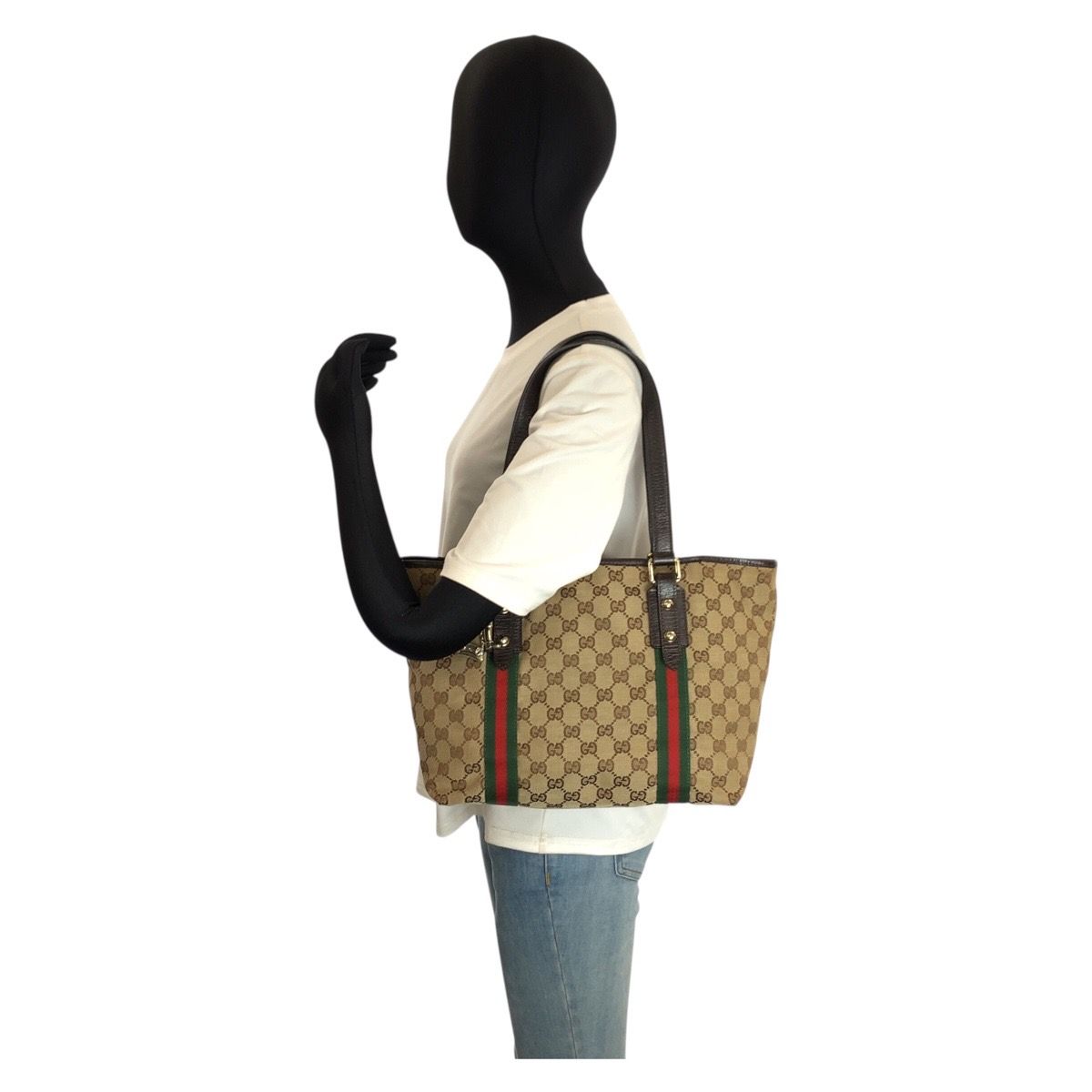 Gucci Sherry Line Beige Brown GG Canvas Tote Shoulder Bag — view 5