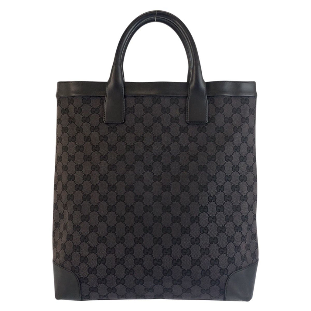 Gucci Black GG Canvas Leather 002 Tote Bag