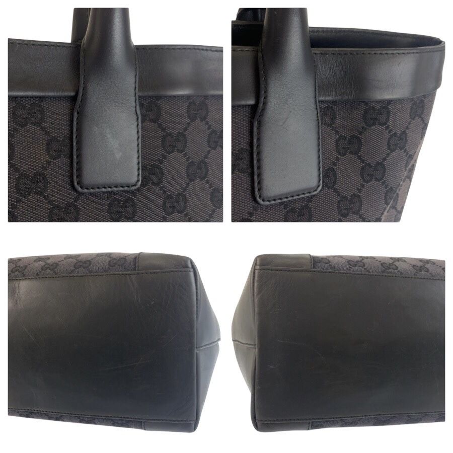 Gucci Black GG Canvas Leather 002 Tote Bag — view 5
