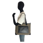 Gucci Black GG Canvas Leather 019 Tote Shoulder Bag — view 6