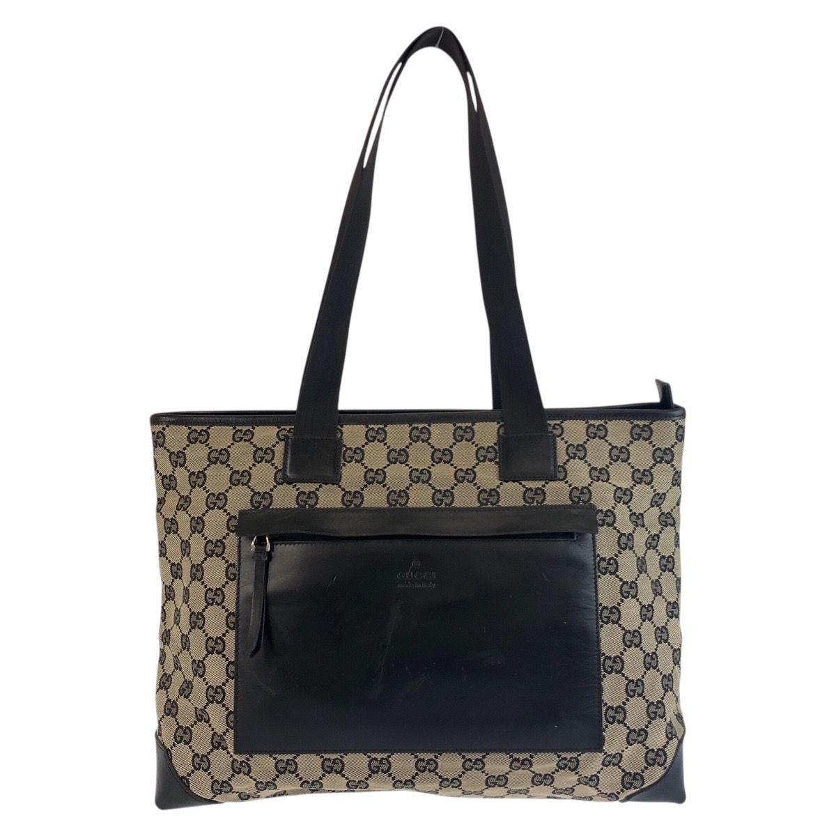 Gucci Black GG Canvas Leather 019 Tote Shoulder Bag