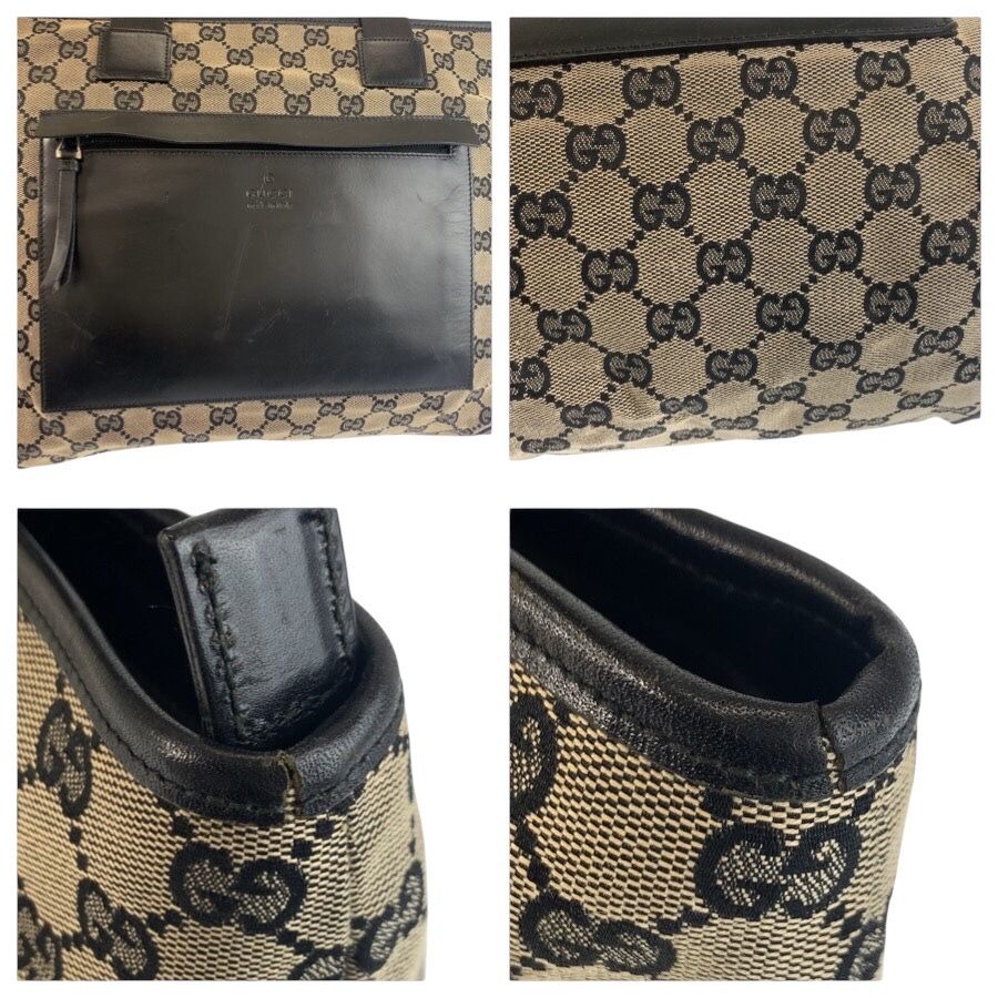 Gucci Black GG Canvas Leather 019 Tote Shoulder Bag — view 5