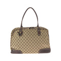 Gucci Sherry Line Principe Beige Brown GG Canvas Leather Tote Shoulder Bag