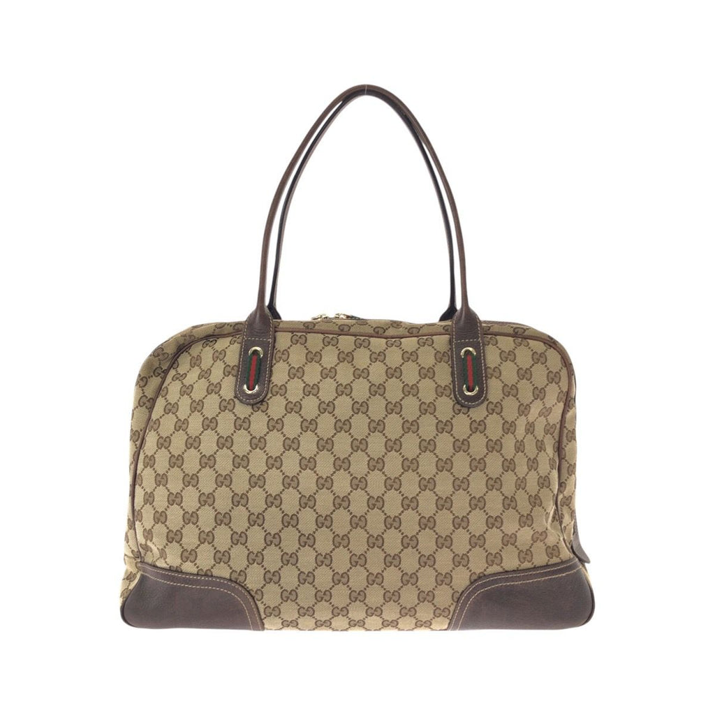 Gucci Sherry Line Principe Beige Brown GG Canvas Leather Tote Shoulder Bag — view 2