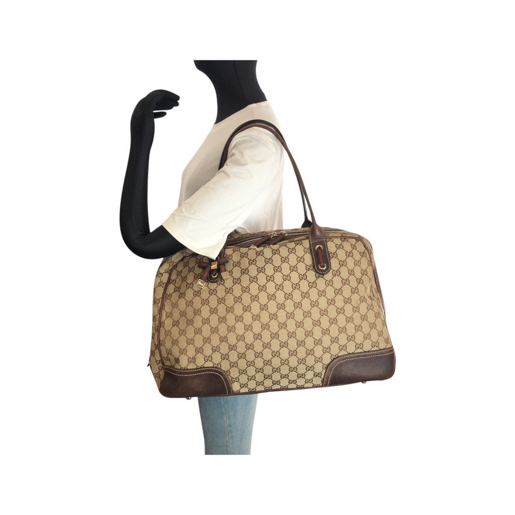 Gucci Sherry Line Principe Beige Brown GG Canvas Leather Tote Shoulder Bag — view 7