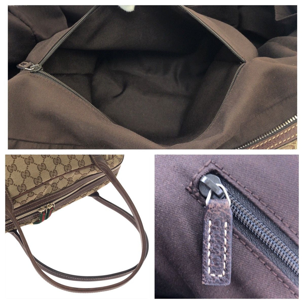 Gucci Sherry Line Principe Beige Brown GG Canvas Leather Tote Shoulder Bag — view 5