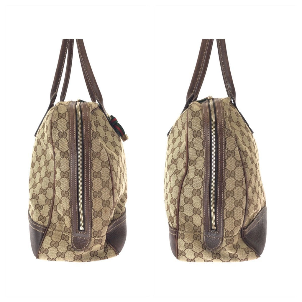 Gucci Sherry Line Principe Beige Brown GG Canvas Leather Tote Shoulder Bag — view 8