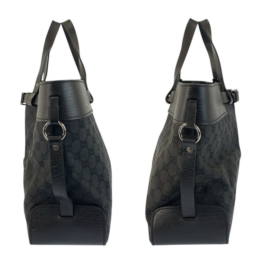 Gucci Black GG Canvas Leather Tote Bag — view 7