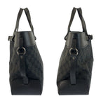 Gucci Black GG Canvas Leather Tote Bag — view 7