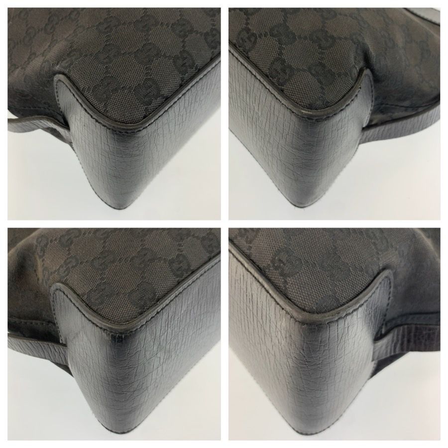 Gucci Black GG Canvas Leather Tote Bag — view 4