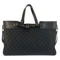 Gucci Black GG Canvas Leather Tote Bag