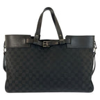 Gucci Black GG Canvas Leather Tote Bag