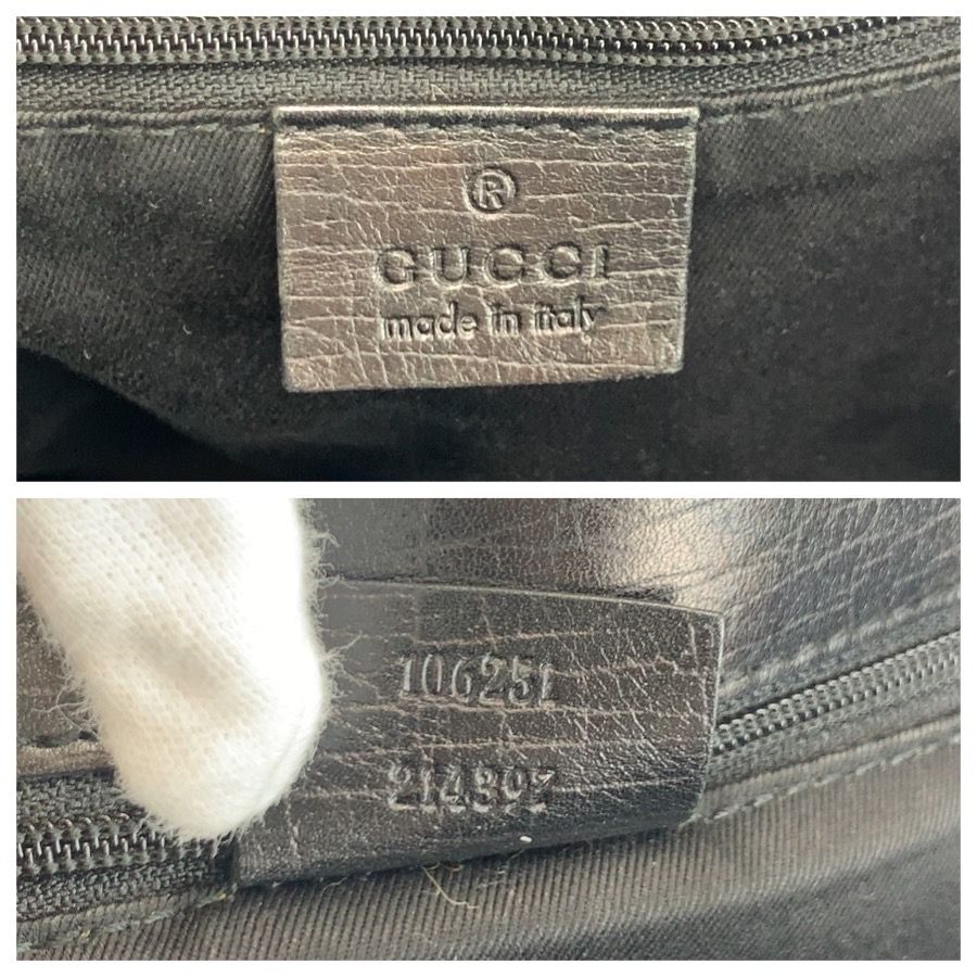 Gucci Black GG Canvas Leather Tote Bag — view 3