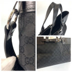 Gucci Black GG Canvas Leather Tote Bag — view 5