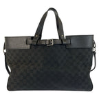 Gucci Black GG Canvas Leather Tote Bag — view 2