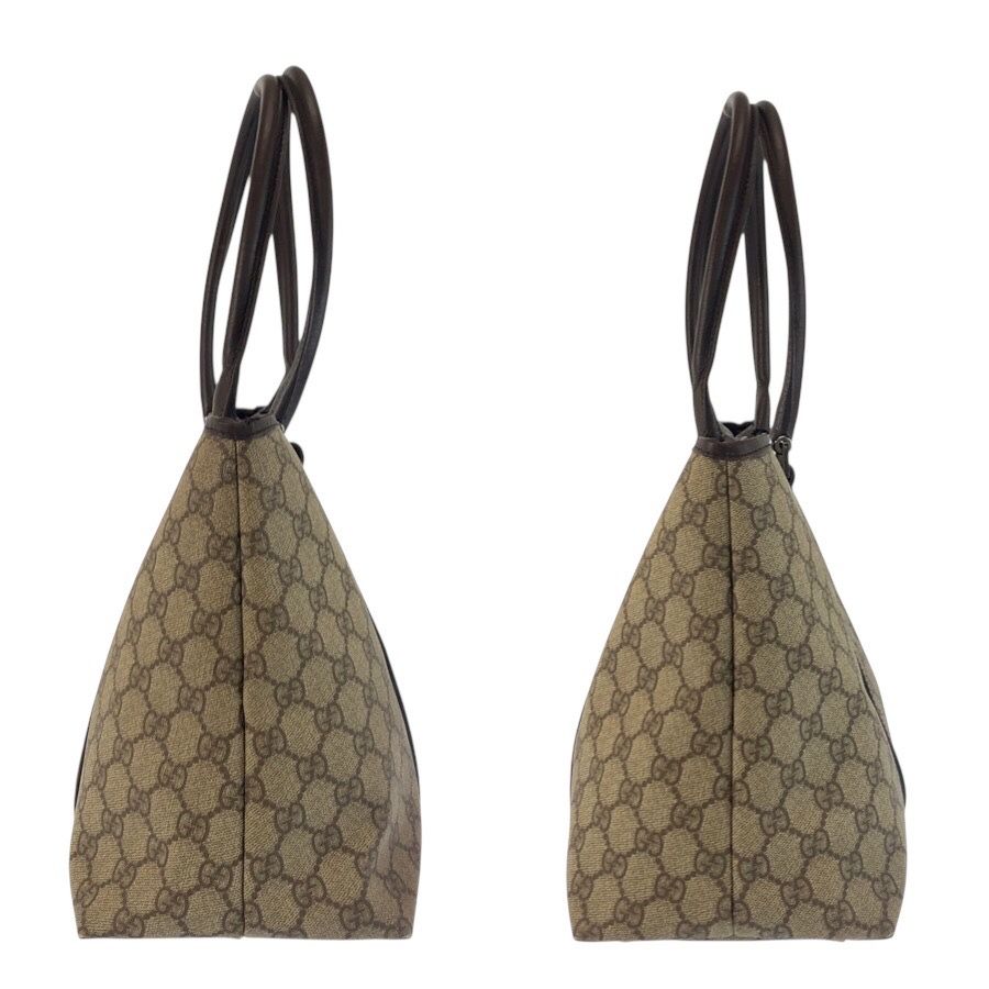 Gucci Beige Brown GG Supreme Canvas Leather Tote Shoulder Bag — view 8