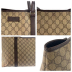 Gucci Beige Brown GG Supreme Canvas Leather Tote Shoulder Bag — view 6