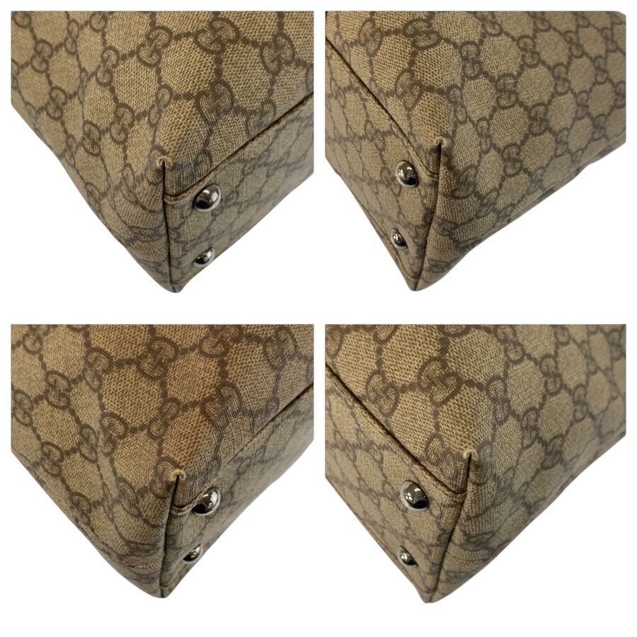 Gucci Beige Brown GG Supreme Canvas Leather Tote Shoulder Bag — view 4