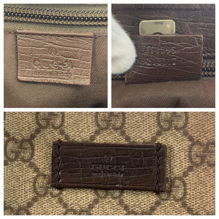 Gucci Beige Brown GG Supreme Canvas Leather Tote Shoulder Bag — view 3