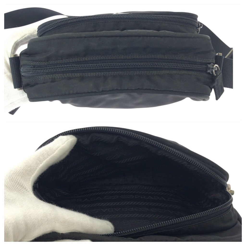 Prada Tessuto Black Silver Nylon Shoulder Bag Pochette — view 4