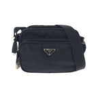Prada Tessuto Black Silver Nylon Shoulder Bag Pochette