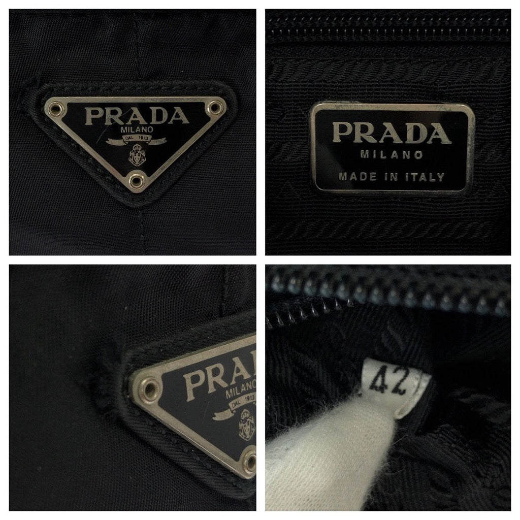 Prada Tessuto Black Silver Nylon Shoulder Bag Pochette — view 6