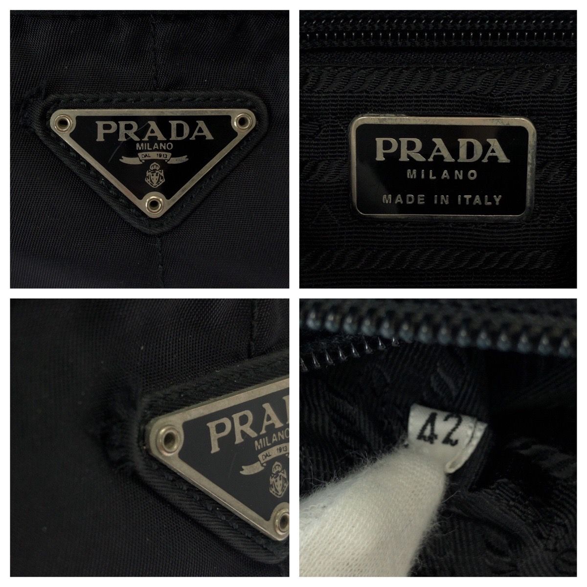 Prada Tessuto Black Silver Nylon Shoulder Bag Pochette — view 6