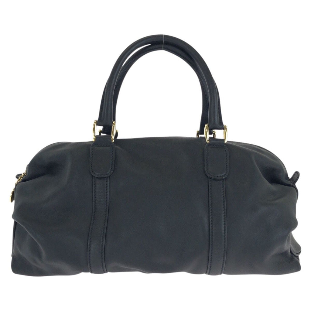 Gucci Vintage Black Gold Leather Mini Boston Bag