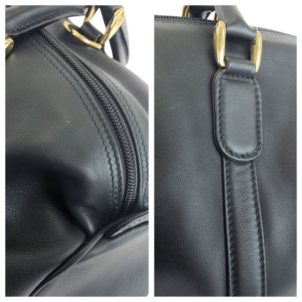 Gucci Vintage Black Gold Leather Mini Boston Bag — view 6