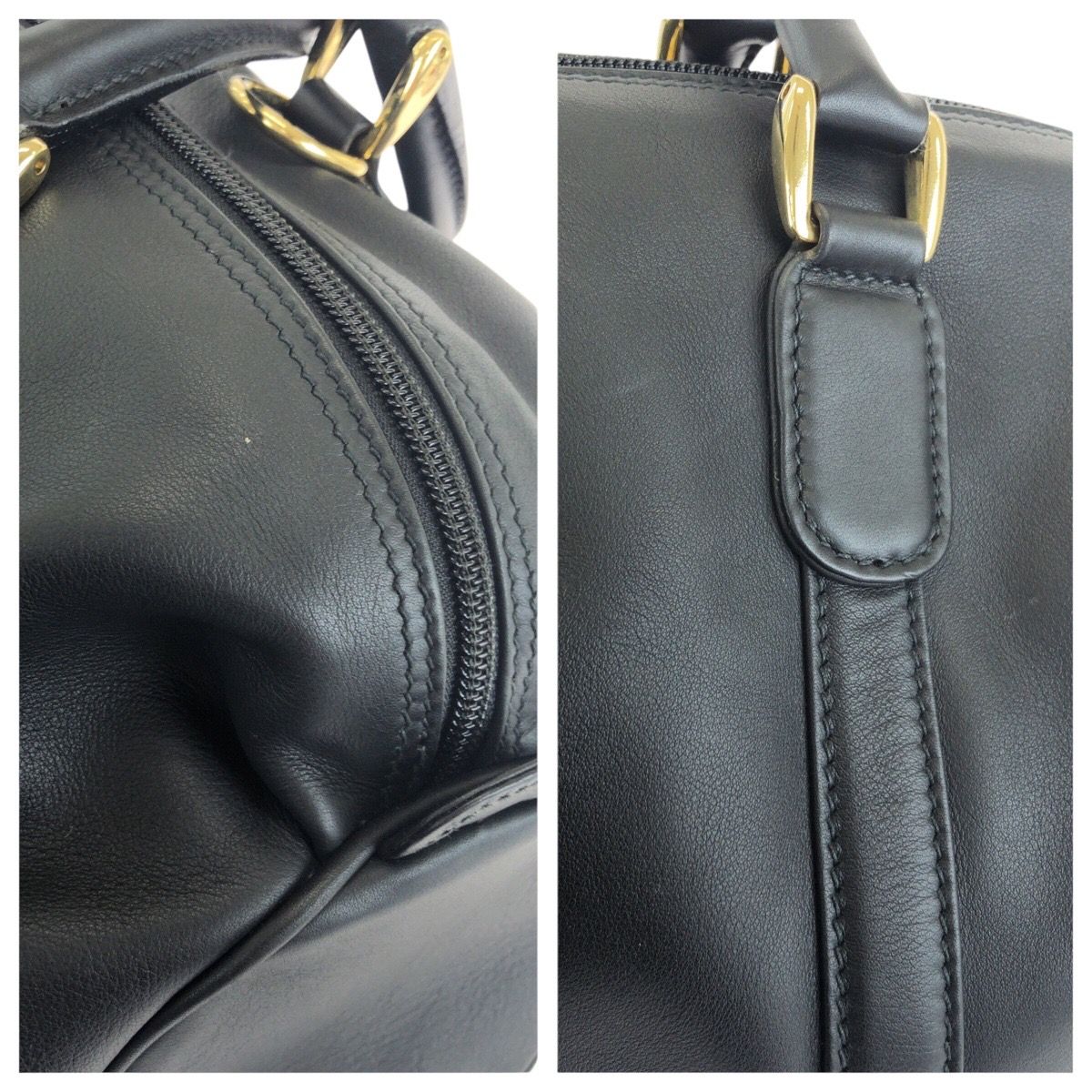 Gucci Vintage Black Gold Leather Mini Boston Bag — view 6