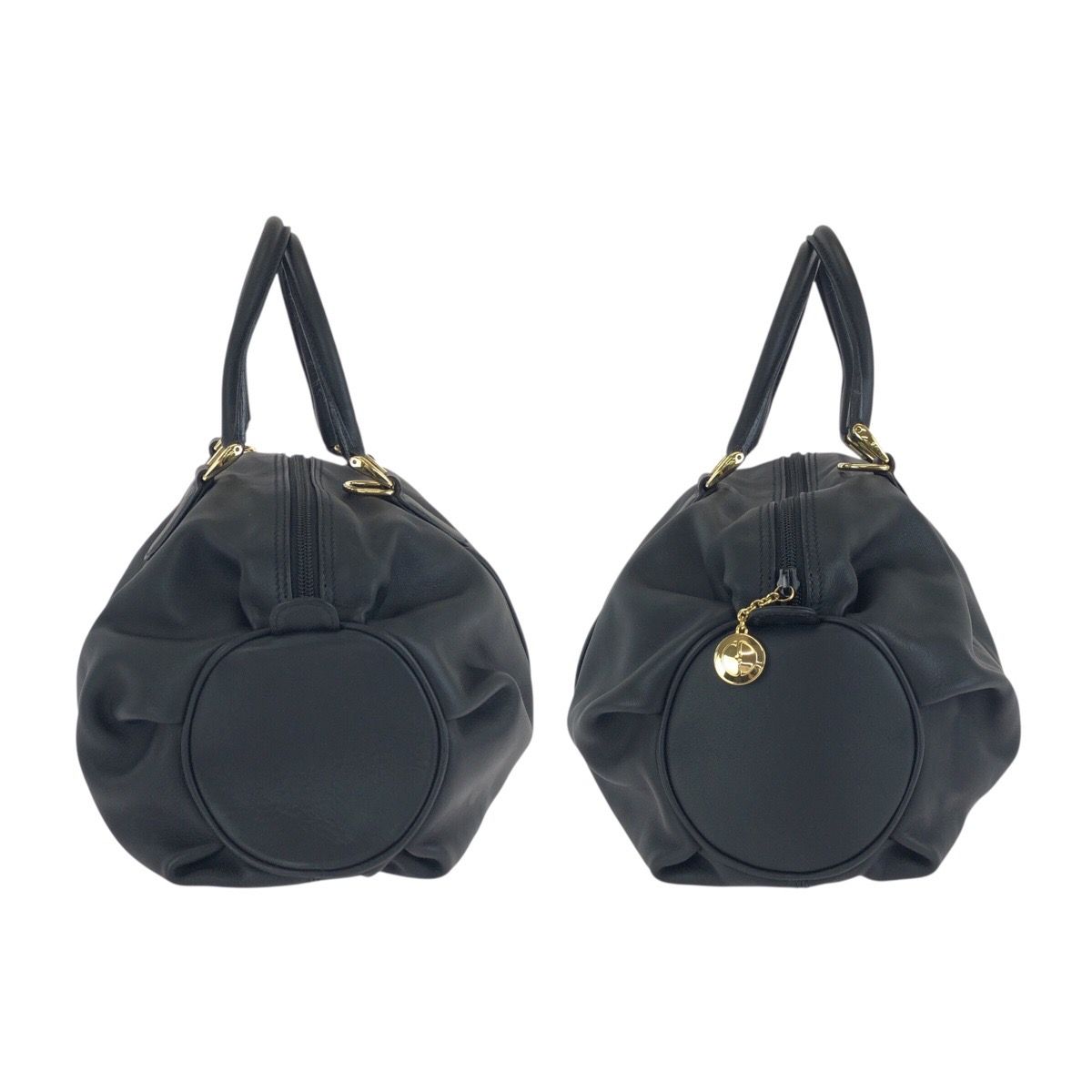 Gucci Vintage Black Gold Leather Mini Boston Bag — view 8