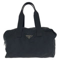 Prada Tessuto Black Silver Nylon Boston Bag