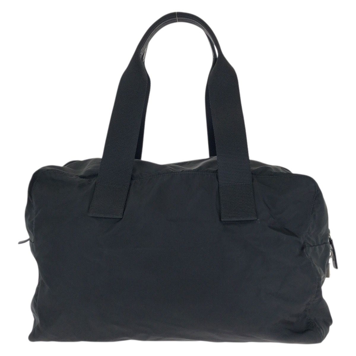 Prada Tessuto Black Silver Nylon Boston Bag — view 2
