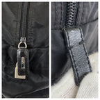 Prada Tessuto Black Silver Nylon Boston Bag — view 5