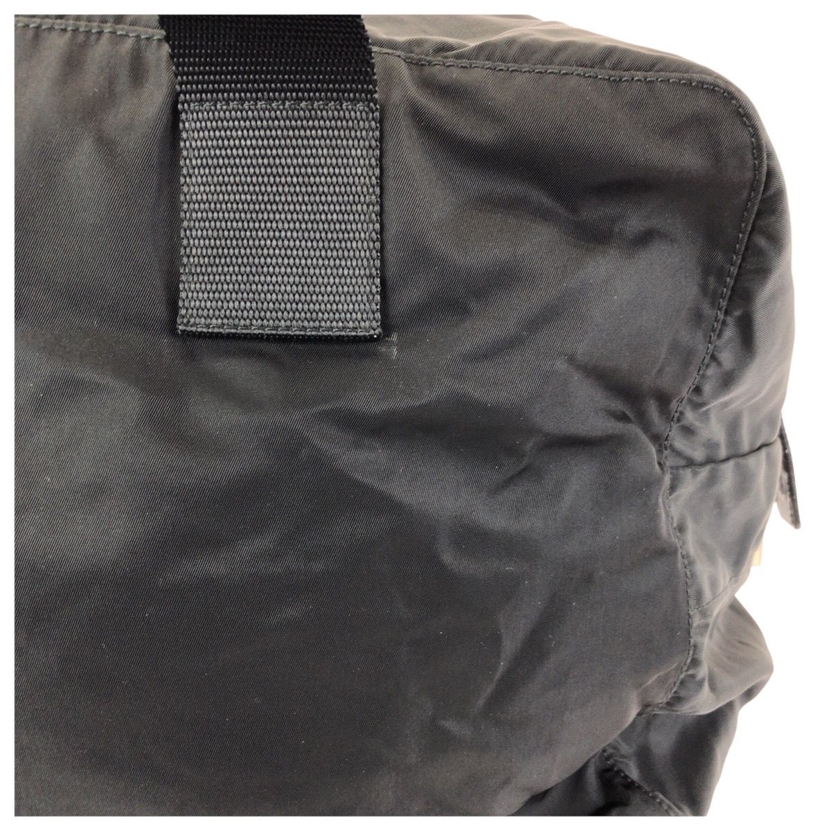 Prada Tessuto Black Silver Nylon Boston Bag — view 6