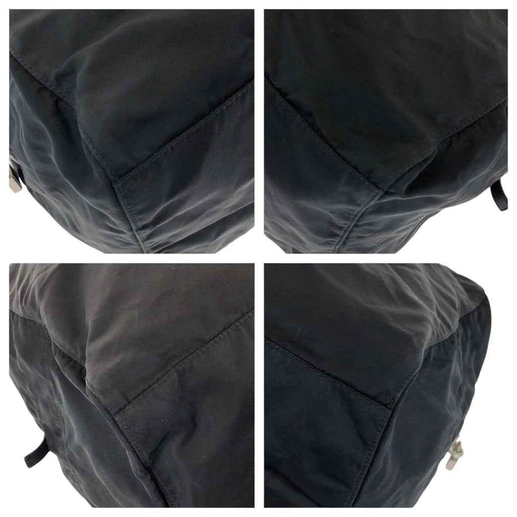 Prada Tessuto Black Silver Nylon Boston Bag — view 3