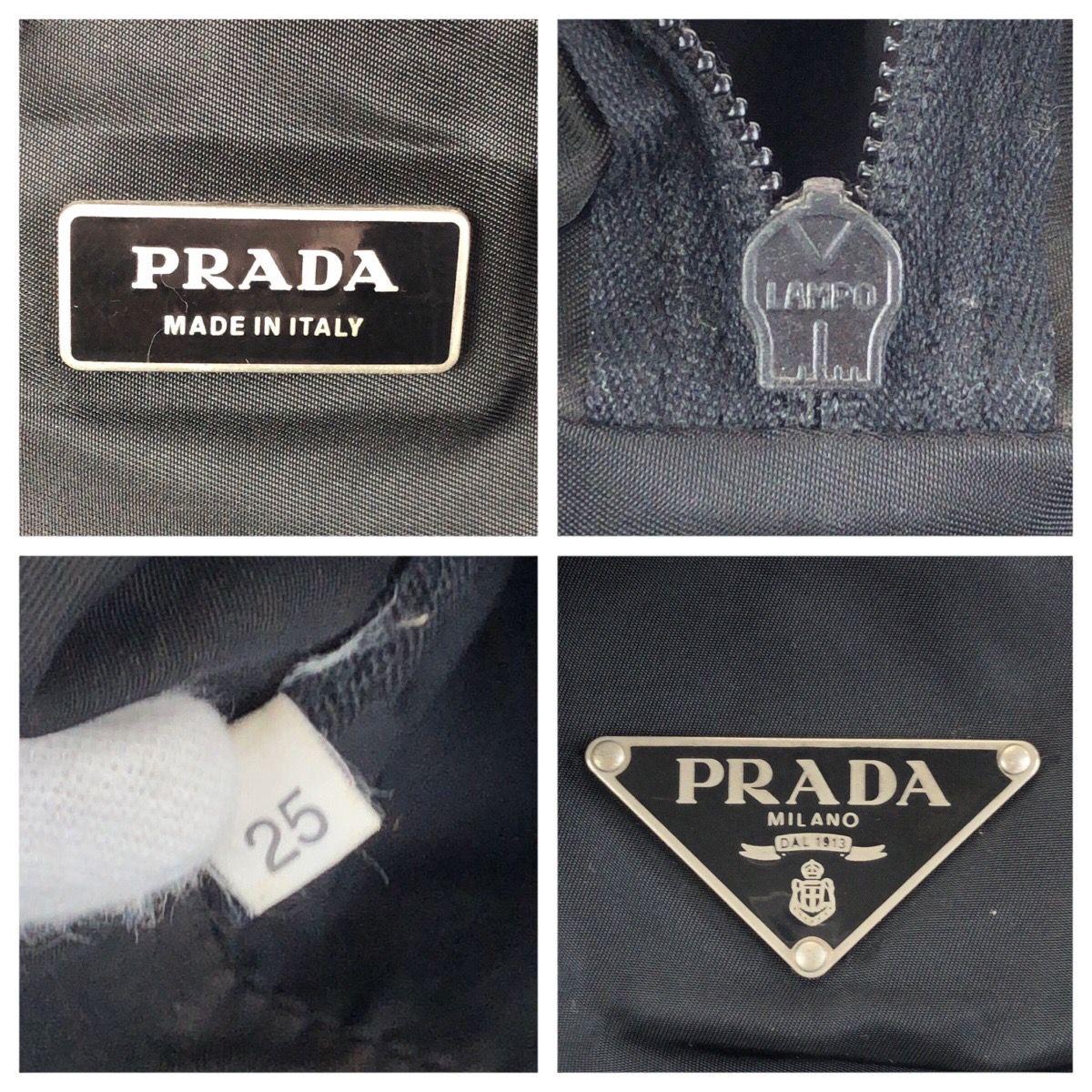 Prada Tessuto Black Silver Nylon Boston Bag — view 4