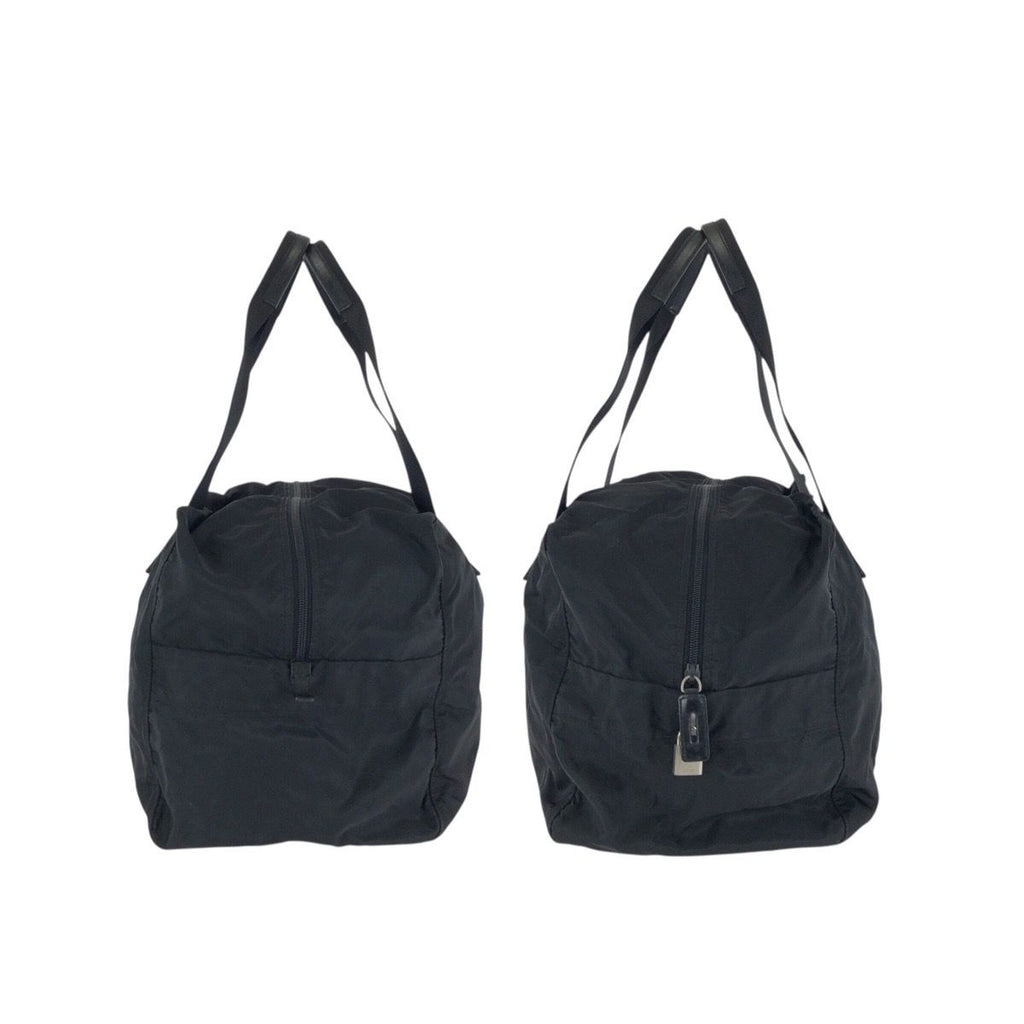 Prada Tessuto Black Silver Nylon Boston Bag — view 8