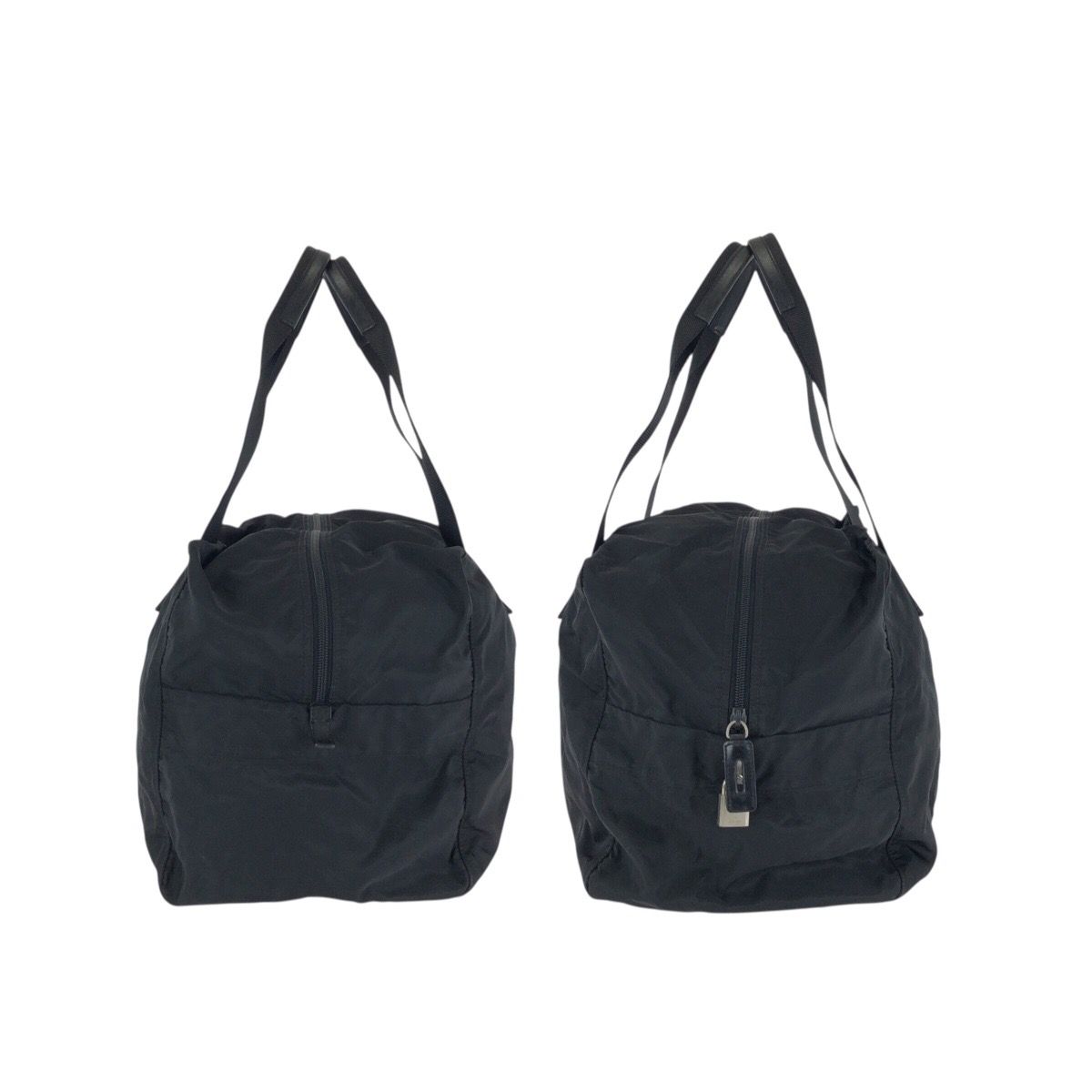 Prada Tessuto Black Silver Nylon Boston Bag — view 8
