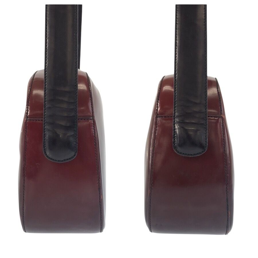 Prada Wine Red Black Patent Leather Shoulder Bag — view 8