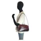 Prada Wine Red Black Patent Leather Shoulder Bag — view 7