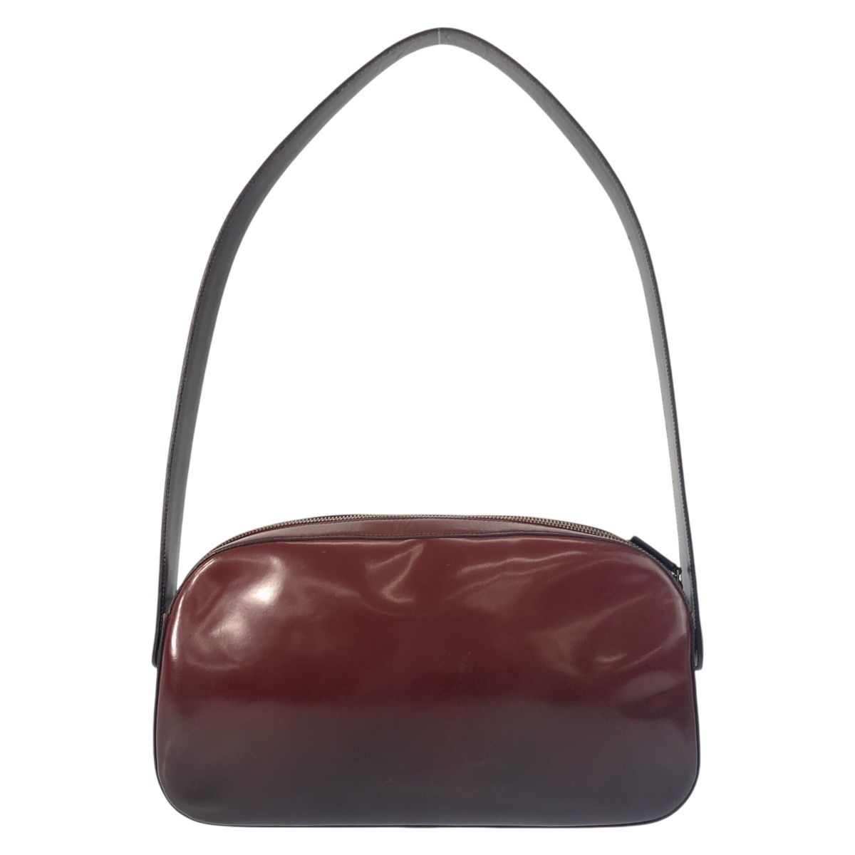 Prada Wine Red Black Patent Leather Shoulder Bag — view 2