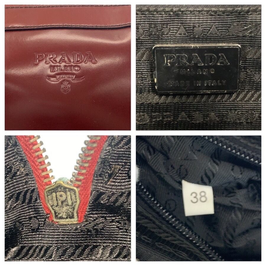 Prada Wine Red Black Patent Leather Shoulder Bag — view 3