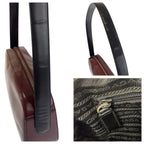 Prada Wine Red Black Patent Leather Shoulder Bag — view 5