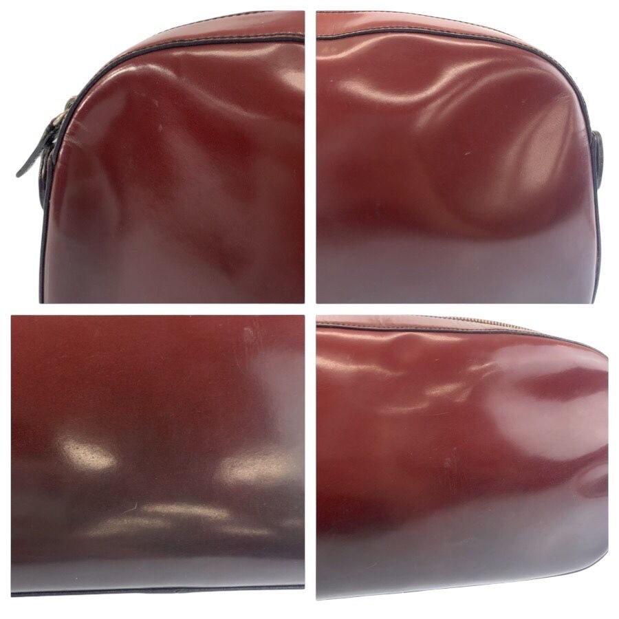 Prada Wine Red Black Patent Leather Shoulder Bag — view 6