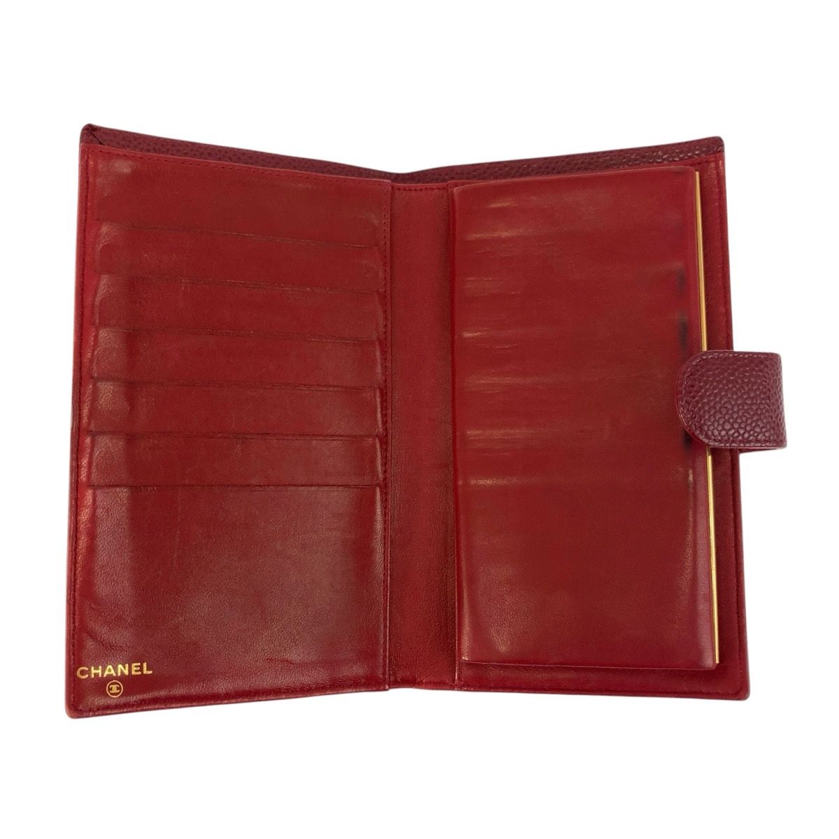 Chanel Vintage CC Logo Wine Red Gold Leather Wallet — view 4