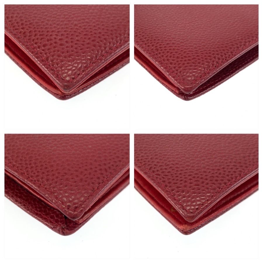 Chanel Vintage CC Logo Wine Red Gold Leather Wallet — view 8