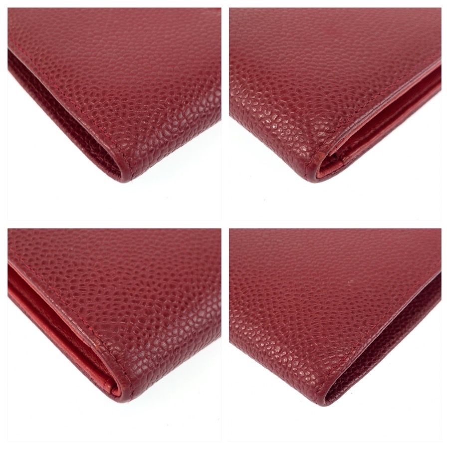 Chanel Vintage CC Logo Wine Red Gold Leather Wallet — view 7